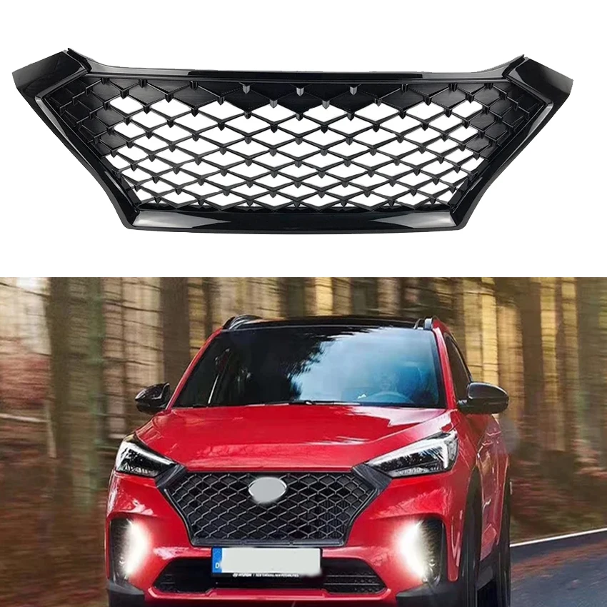 

FRONT RACING GRILLE FOR HYUNDAI TUCSON 2019 2020 GRILL MASK COVER GRILLS FIT FOR FUSION MONDEO BLACK SILVER CAR STYLING