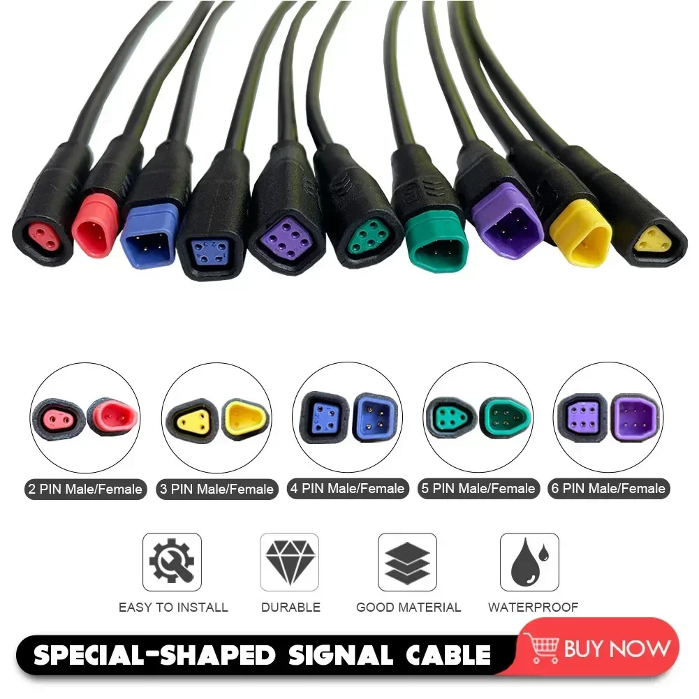 Shaped Extension Cord 80cm Accessories Cable Electric Bike For Bafang Julet Connector Signal Line 2/3/4/5/6 Pin