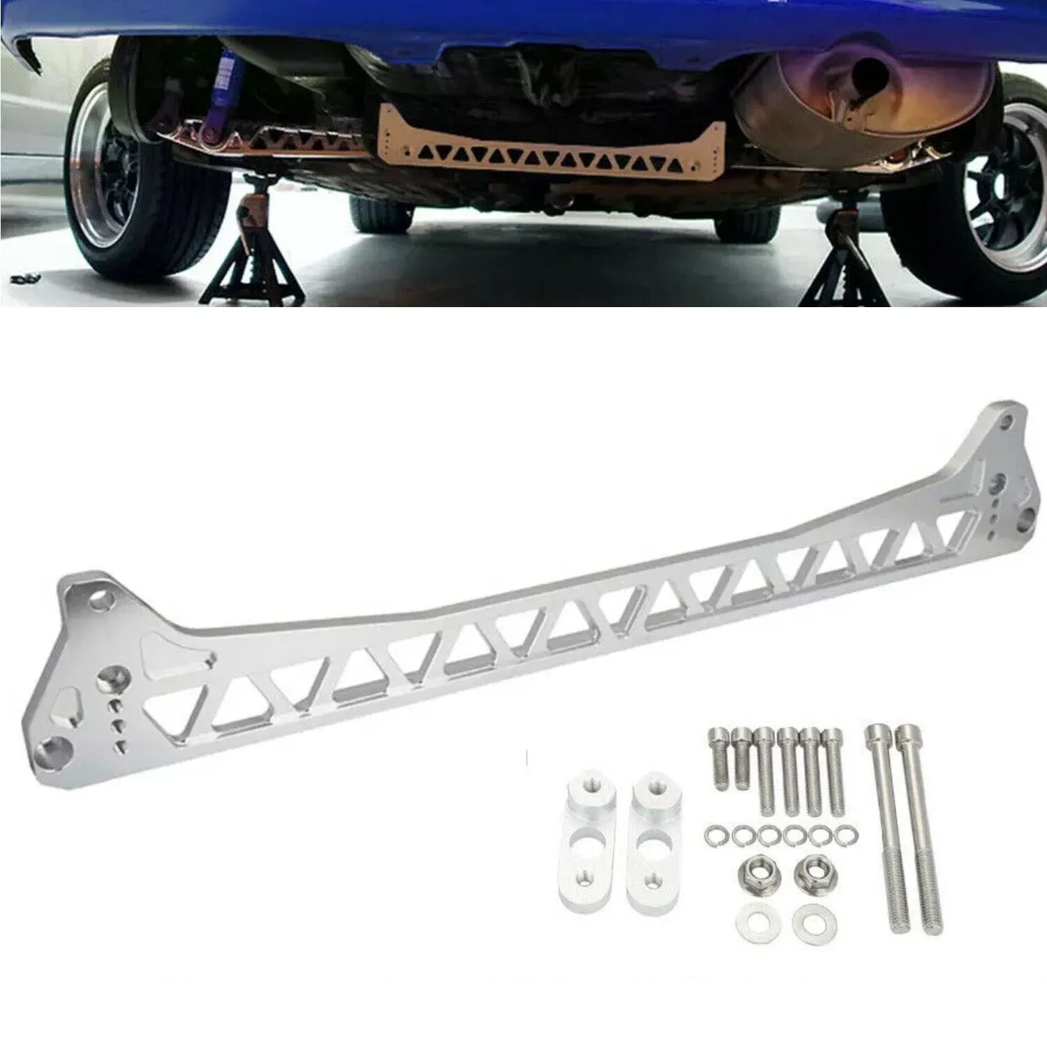 Billet Aluminum Silver High QualityRear Control Arm Subframe Brace for Honda Civic Del Sol EG 92-95