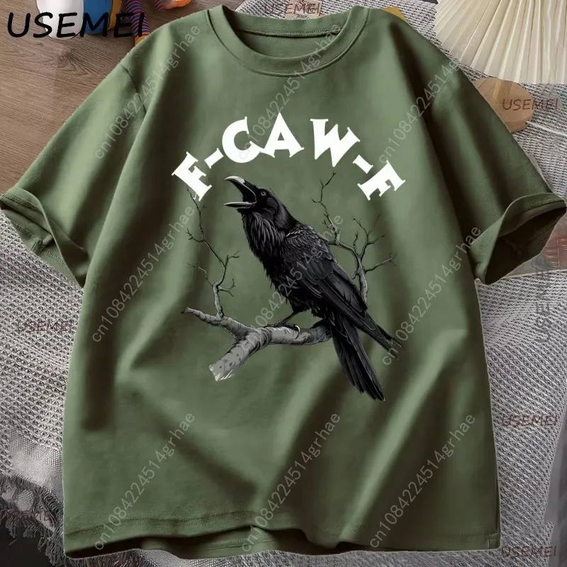 F Caw مضحك الغراب تي شيرت الرجال النساء الفكاهة Unhinged الحيوان تي شيرت فضفاض Vintage الجرافيك تي شيرت القطن مريحة الذكور الملابس