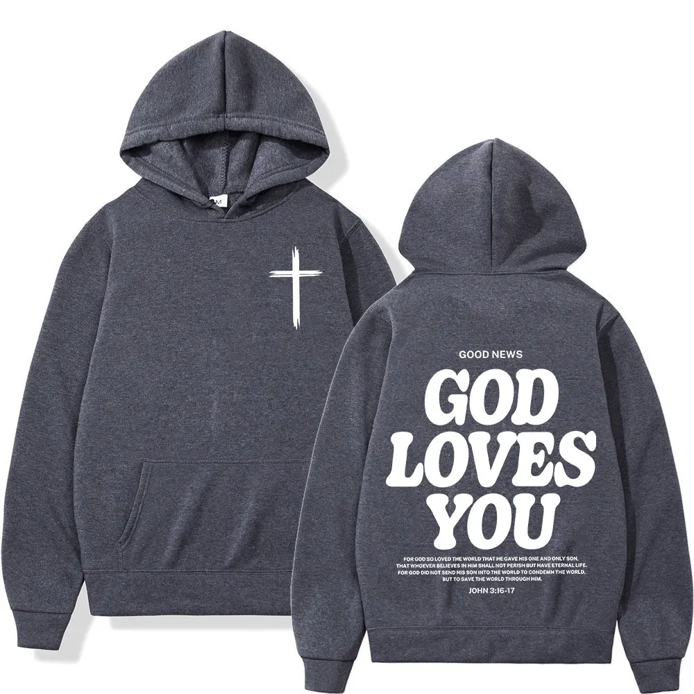 Aesthetic Christian Jesus Church Hoodies Bible Verse God Loves You Men's Women High Quality Sweatshirts Casual Vintage Pullovers