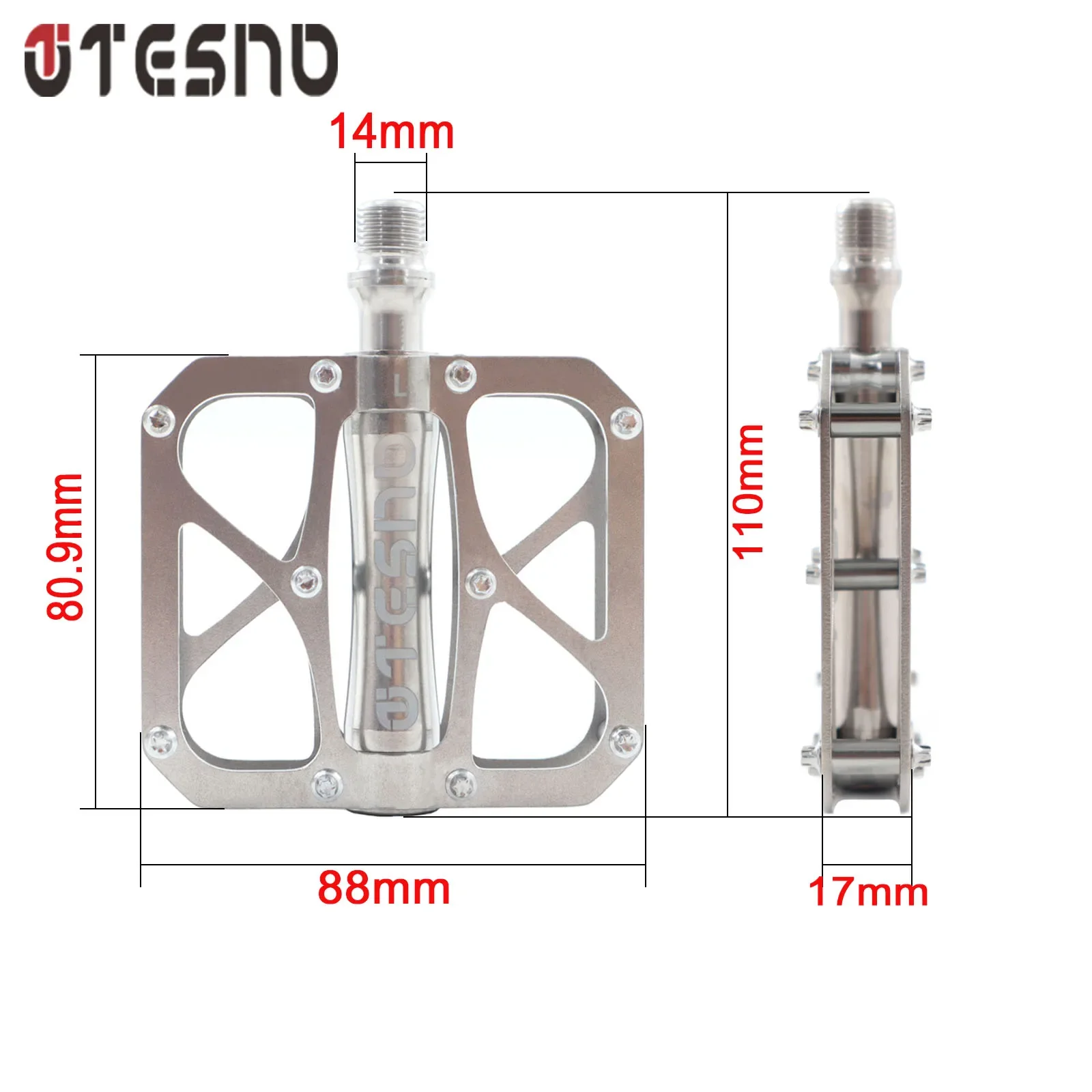 TESNO Bicycle Pedals Titanium Alloy 3 Bearings MTB Road Bike Pedal Anti-Slip Ultralight Quick Release 14mm Universal Thread Part