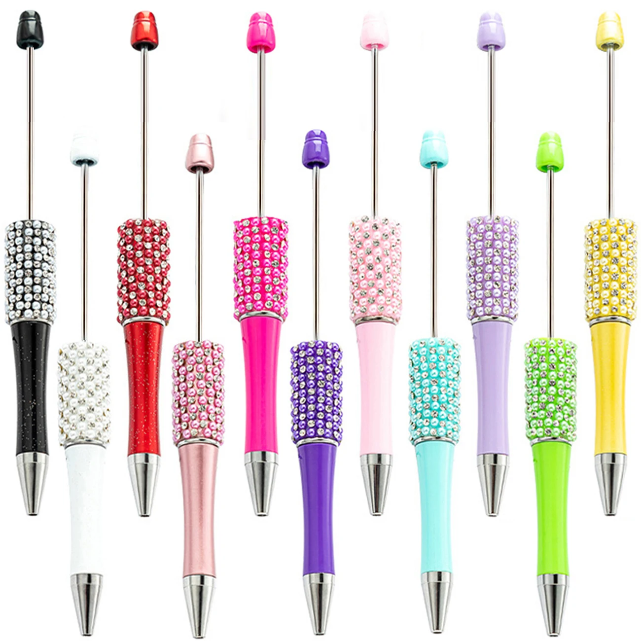 110Pcs Diamond Bead Pen Wholesale Creative DIY Handmade Sticker Set Diamond Beaded Ballpoint Pens Advertising Gift Pen