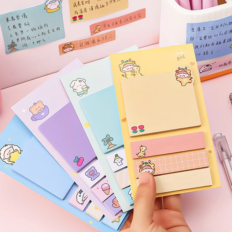 Memo Pads Office School 80 Sheets Kawaii Paper Sticky Notes Notepad Stationery Adhesive Stickers Posted It Sticky Note Pads