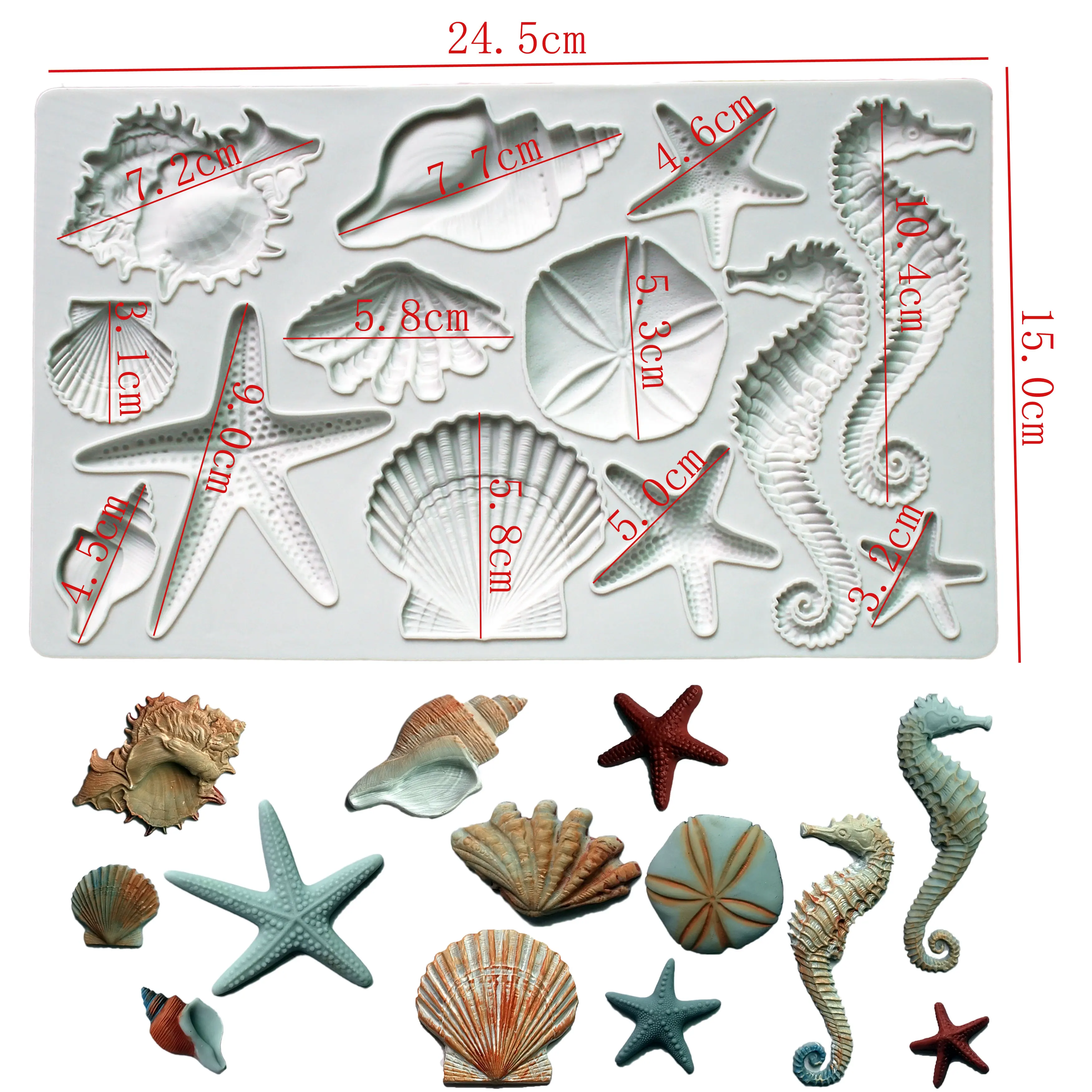 Ocean Series SeaShells And seahorse Silicone Mold Fondant Cake Decorating Silicone Mould Clay,Sugarcraft Chocolate Baking Tool