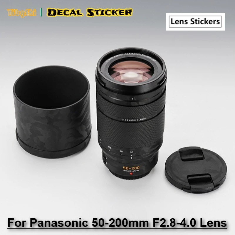 Para Lumix G 50-200 pegatina de lente piel para Panasonic 50-200mm F2.8-4.0 cubierta de envoltura de lente 50200 pegatina 50 200 piel de lente