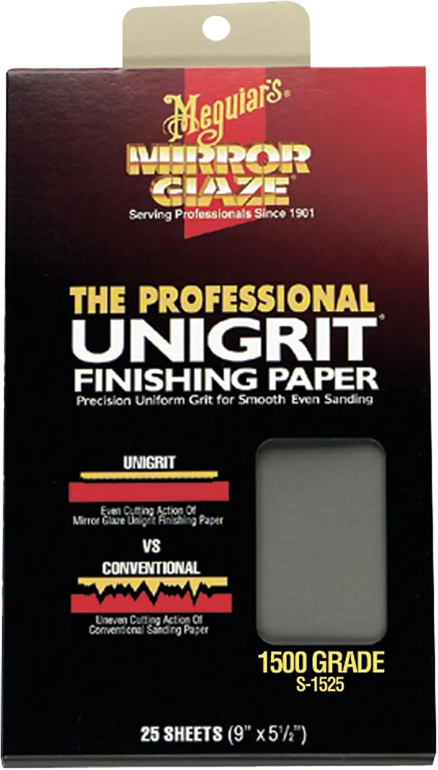 

1500 Grit Wet Dry Sandpaper, Fast Cutting Smooth Finish, 25 Sheets for Even Sanding
