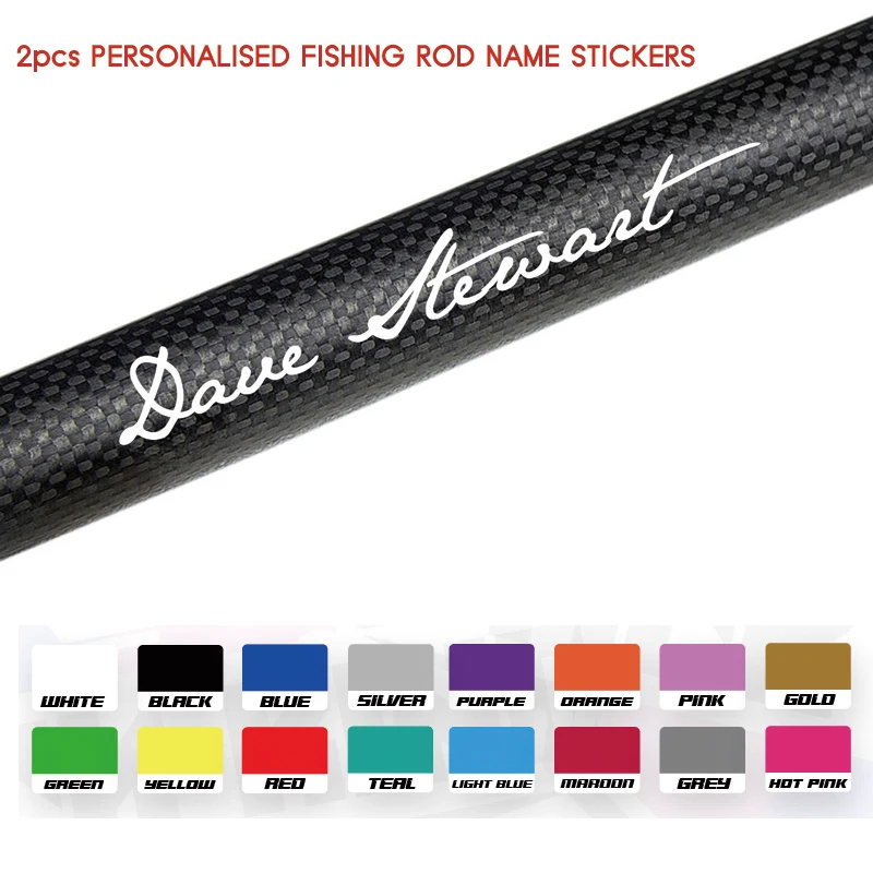 2pcs Personalised Fishing Rod Name Stickers Decorative Label for Fishing Tackle Box Waterproof DIY Vinyl Decal for Dad Brother