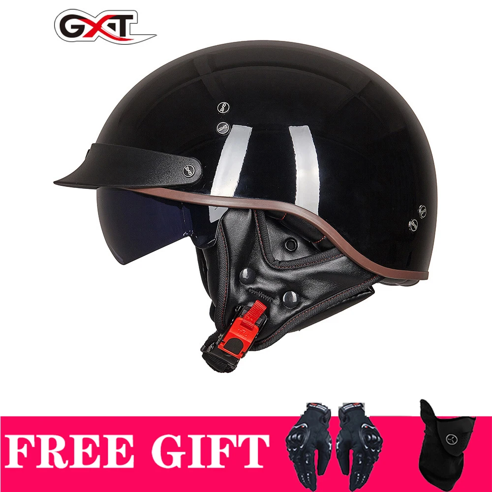 Casco de motocicleta ABS Vintage Casco Moto cara abierta Retro media cara Casco Chopper Biker Pilot DOT tamaño M-XL Unisex