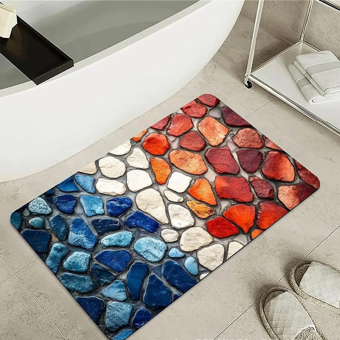 

3d Color-Matching Stone Diatomaceous Earth Floor Mat Bathroom Water Absorbing And Anti-Slip Footmat Home Bathroom Entrance Quick