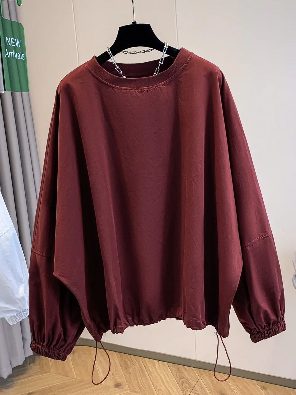 

Хлопковый круглый свитшот премиум-класса Ne, женский свободный крой, повседневный осенний топ с завязками «летучая мышь»