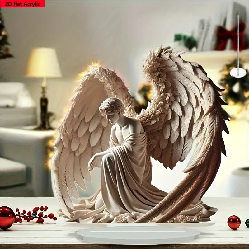 8in 2D Angel And Devil Wings Acrylic Desktop Decor Gothic Fantasy Style Home Art Guardian Angel Faithful Gift Photo Props Toys view 4