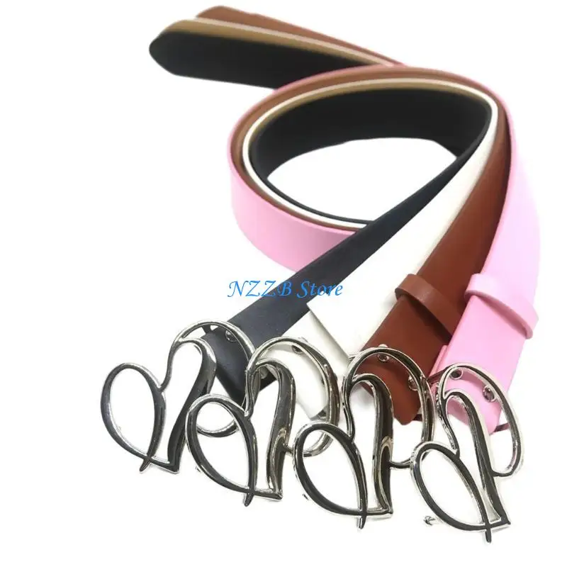 

T21F Unique Round Hole Belt Adjustable PU Leather Waist Belts Accessory for Party