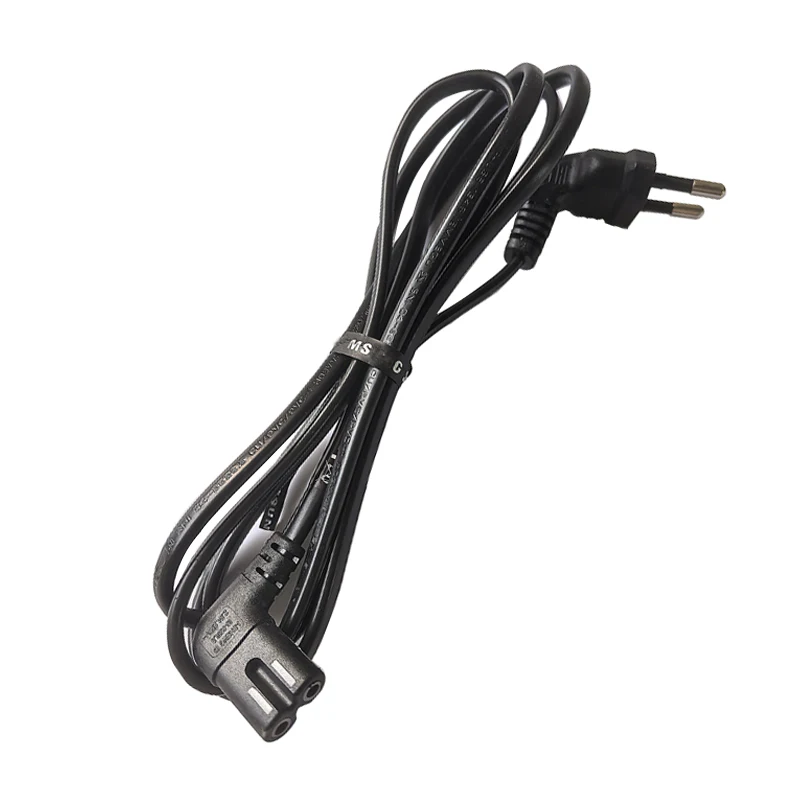 2 دبوس الشق الاتحاد الأوروبي الشكل الأوروبي 8 التيار المتناوب كابل الطاقة 90 درجة بزاوية اليورو سلك الطاقة لسامسونج فيليبس LG سوني TV شاشة الكمبيوتر DVD