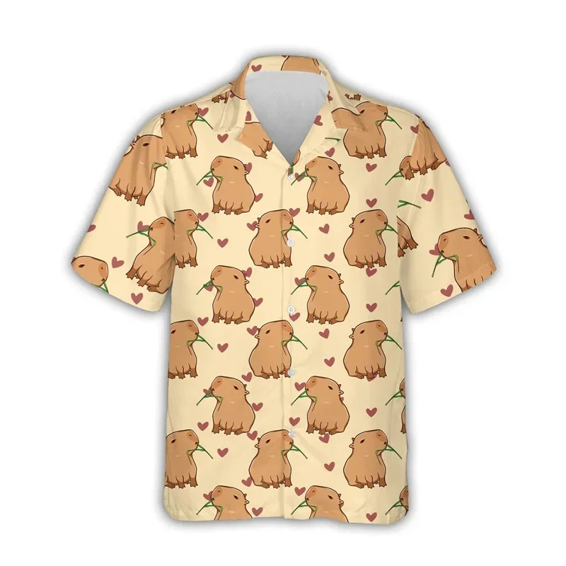 

Tiki Hawaiian Shirt for Men with Guinea Pig Design - Tropical Aloha Shirt for Vacation