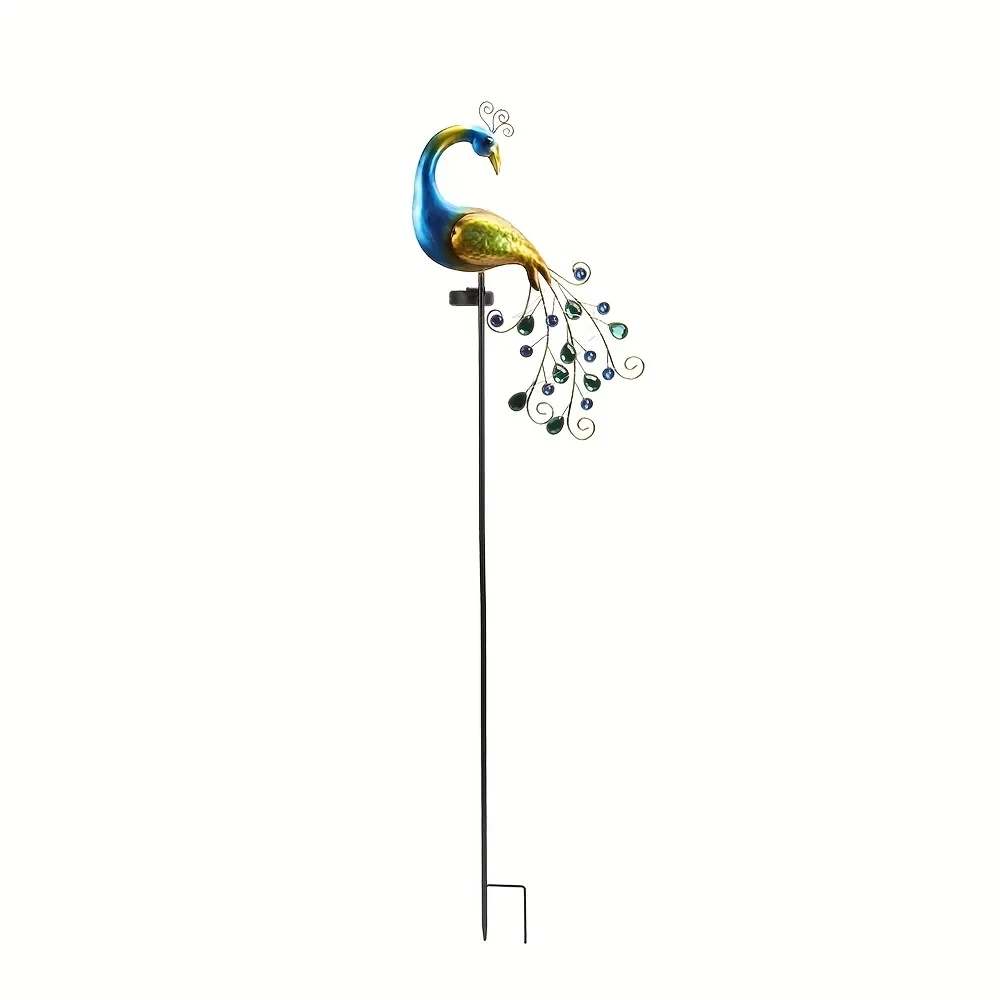 Metal Peacock Lawn Decor with Solar LED Lights Garden Ornament Outdoor Decor Landscape Decorative Sculpture image 6