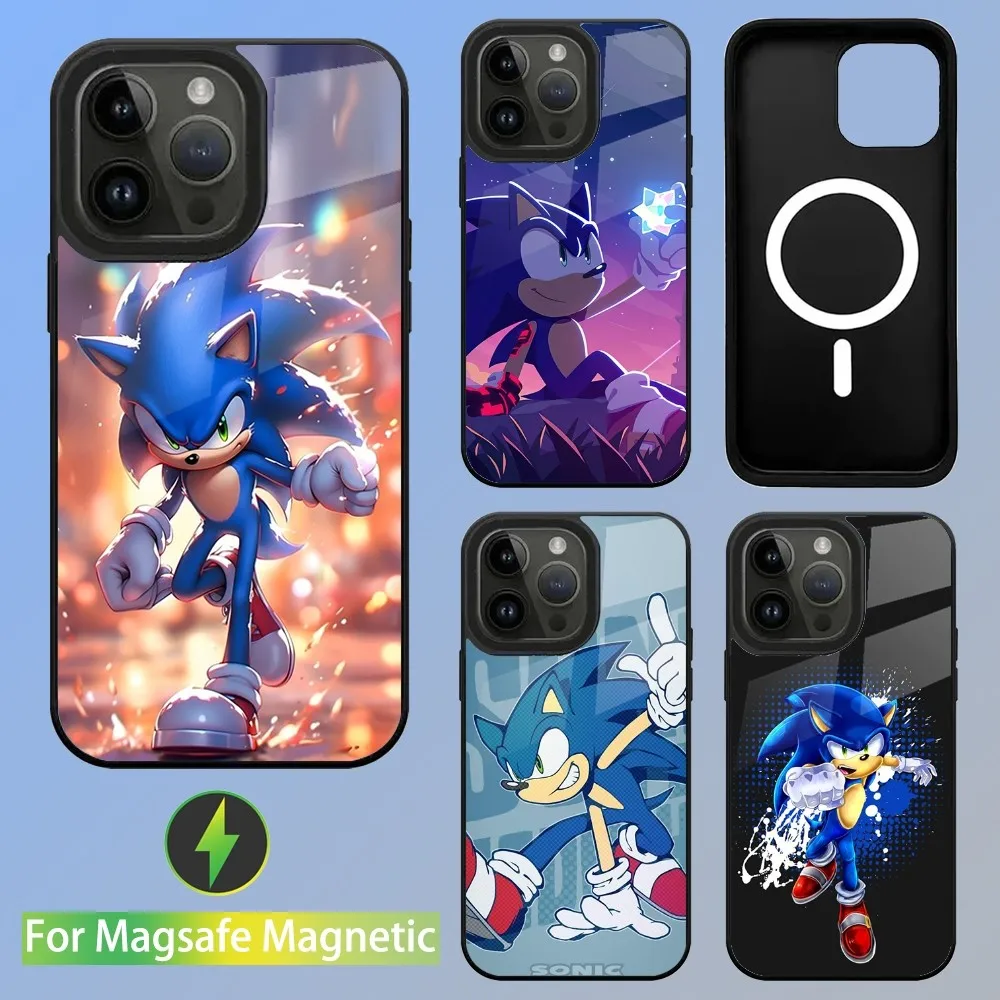 Cartoon Hedgehog-S-SonicS Phone Case For iPhone 16,15,14,13,12,11,Plus,Pro,Max Mini Magsafe Magnetic Wireless Charging