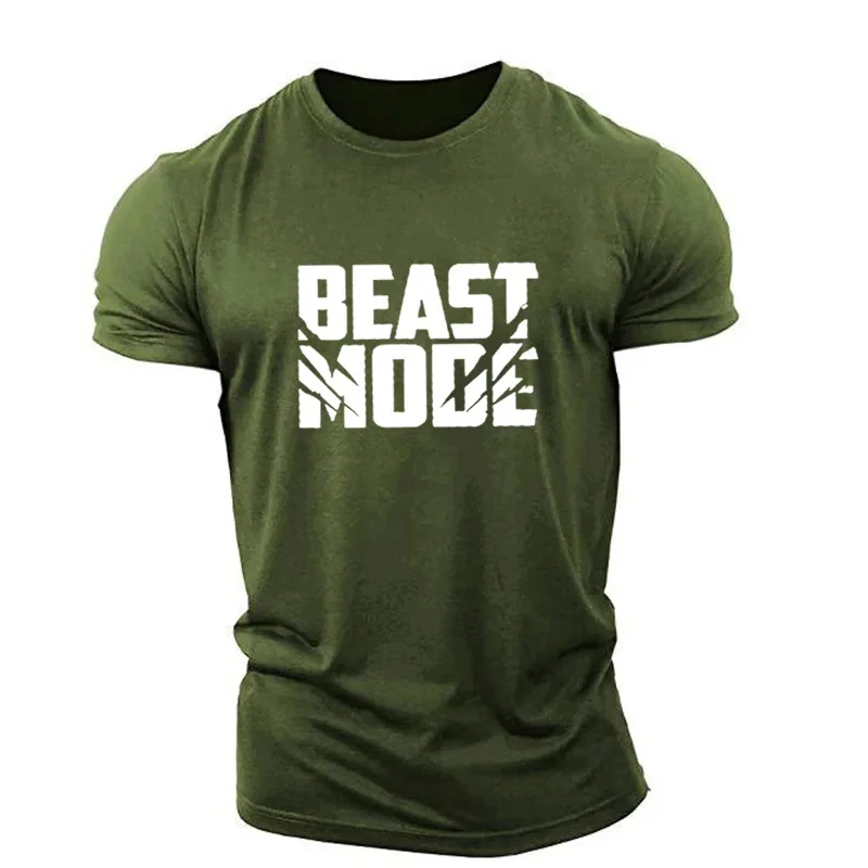 Beast Mode-camisetas informales con estampado de letras para hombre, ropa de manga corta para entrenamiento deportivo, gimnasio, talla grande 6XL