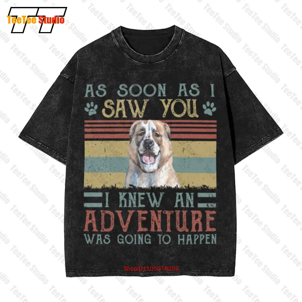 Perro mamá papá Alabai regalo para amante de los perros Vintage camiseta de gran tamaño Q37Y