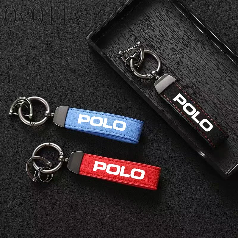 

New Suede Keychain Horseshoe Buckle Car Key Ring Holder for Volkswagen VW Polo 6R 6N 6N2 6C 9N 9N3 Rline R Line Auto Accessories