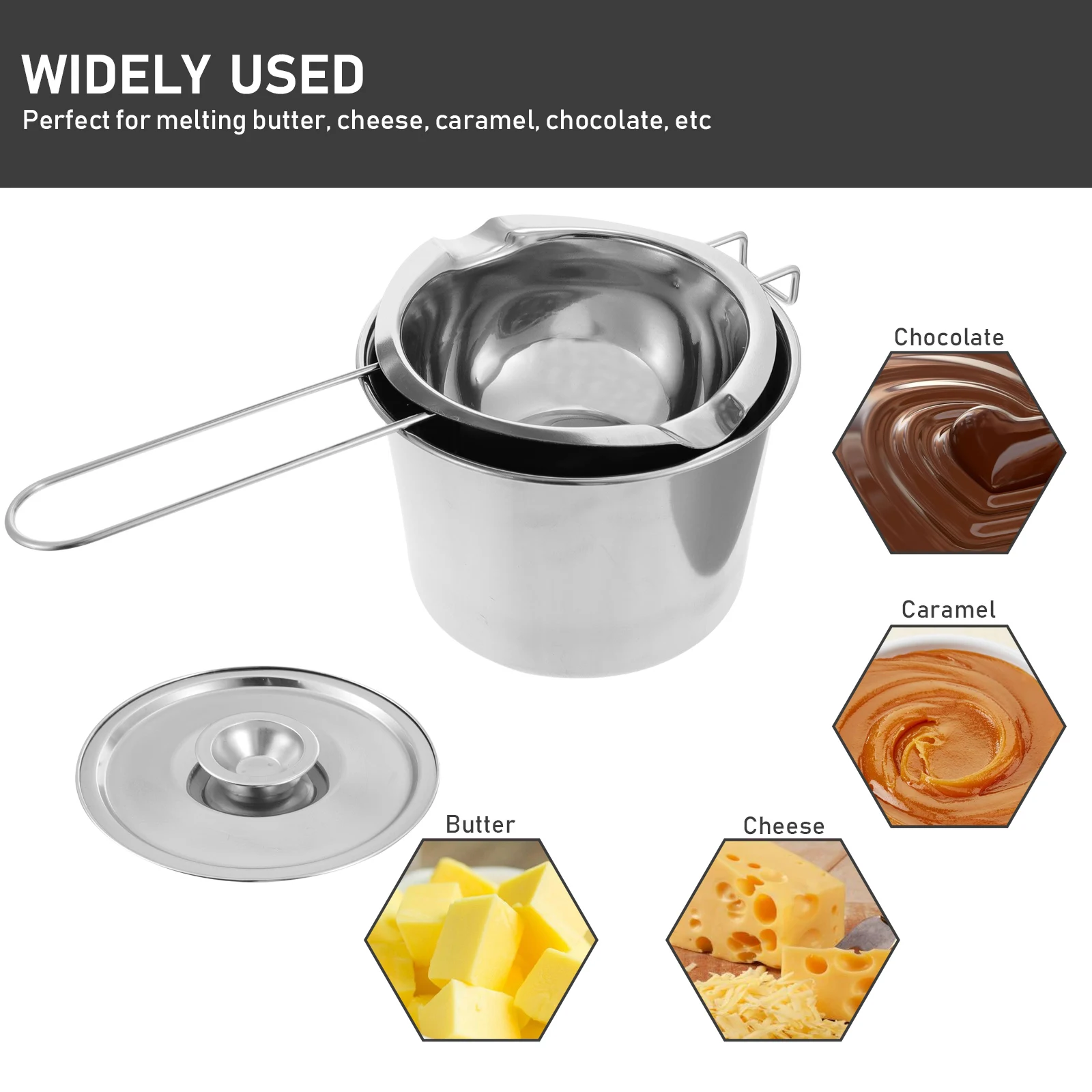 

Chocolate Melting Pot Stainless Steel Melting Cooker Kitchen Butter Caramel Cheese Wax Heating Pan Stainless Steel Pot