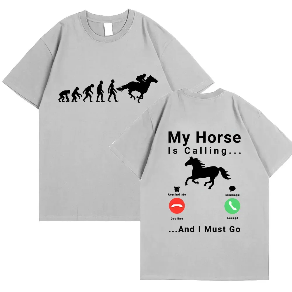 Horsing Shirt for Women Horse Riding Evolution Anime T Shirt My Horse Is Calling...and I Must Go Funny T Shirt Women T-shirts