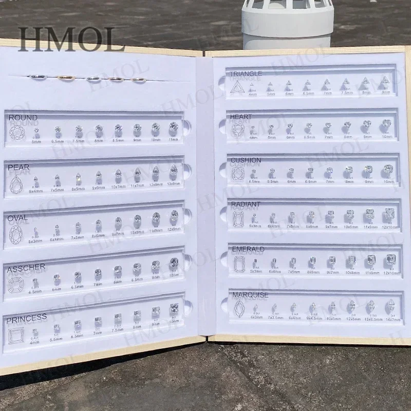 Customize Comparison Chart Factory Hot Sizes Fancy Shapes CZ Free LOGO Custom Diamond Carat Reference Ring Measurement Material