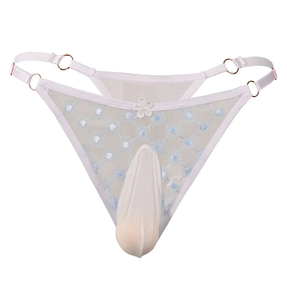 

Men Lace See Through Lingerie Sexy Sissy Bulge Pouch Briefs Thongs G-strings Underwear Soft Underpants Men Summer Men's Panties