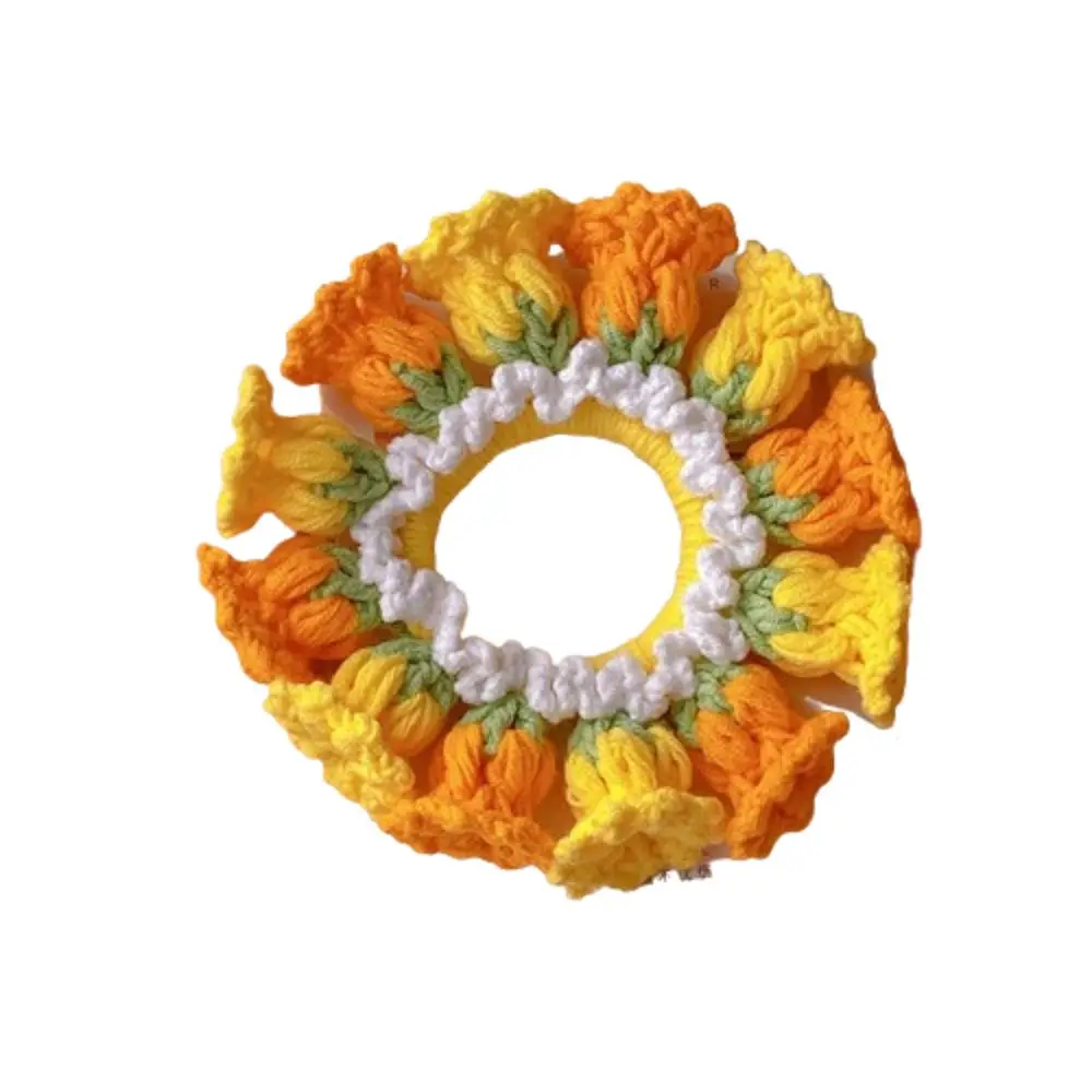 

Cute Flores Convallariae Crocheted Flower Scrunchies Elastic Colorful Knitted Hair Rope Handmade Woven Sweet Hair Tie Party