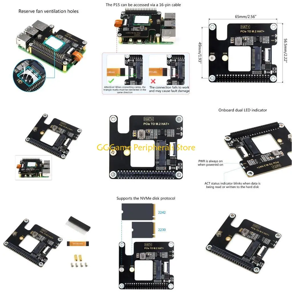 

U55B M.2 2280 PCIe fo NVMe Top Extension Adapters Board for 5