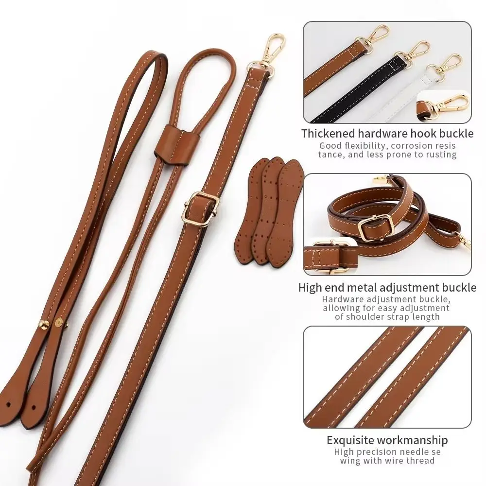 Alças de bolsa de ombro de couro pu portátil, corda de substituição artesanal, alças com cordão, bolsa de balde, acessórios de bolsa