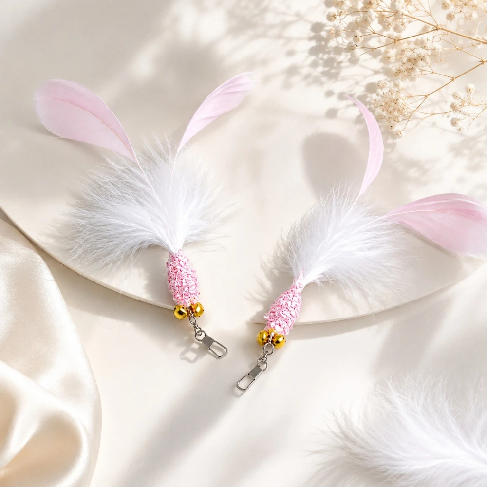 Rotate Feather Cat Toy Teaser Stick for Change Heads Pet Toys Wand Accessories