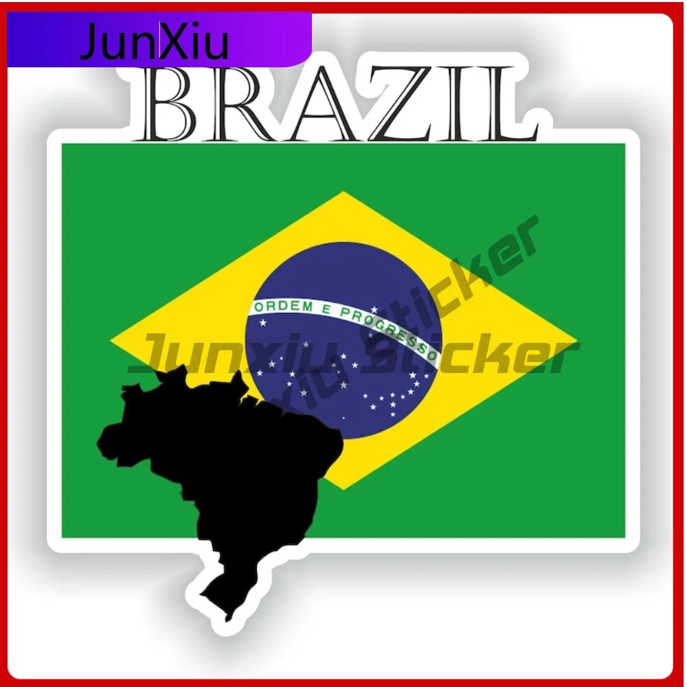 

Brazil Flag Map Shape Outline Badge Vinyl Sticker Camper Van Bumper Bike Decals X500 Motorcycle Suv Window Sunshade Stickers Fun