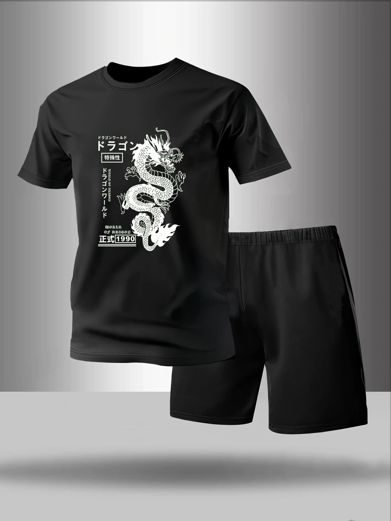 Two piece men's pajamas for spring summer autumn winter short sleeved shorts fashionable geometric pattern home suit set