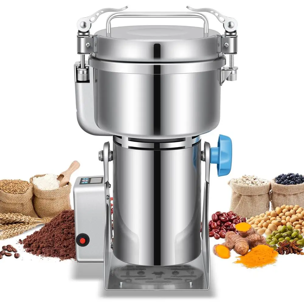 Electric Grain Grinder Mill 1000g High-Speed Spice & Herb Grinder Commercial Powder Machine Dry Cereals Grain Coffee Beans Soy