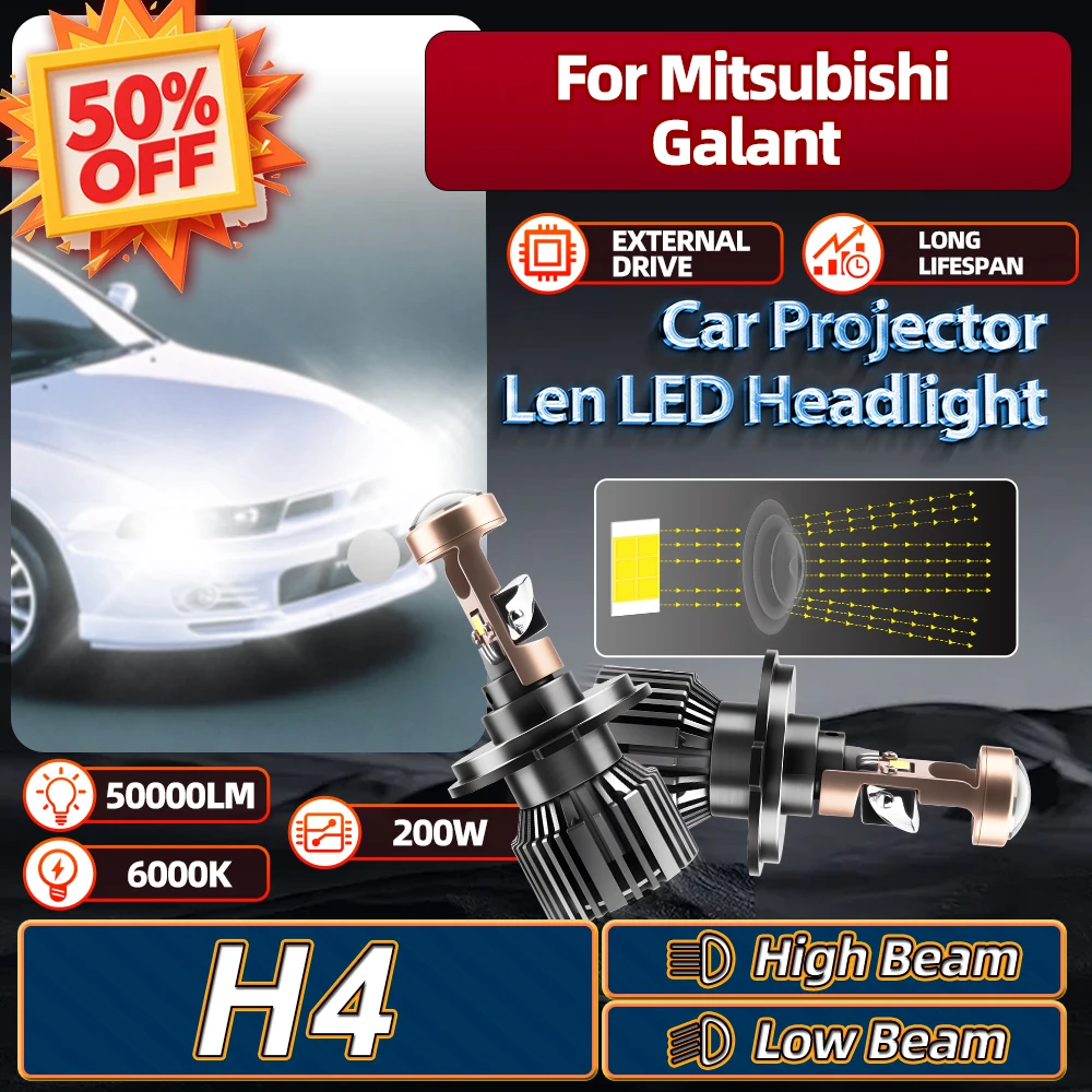 

For Mitsubishi Galant 1999 2000 2001 2002 2003 Canbus 200W DRL H4 HB2 Car Projector Len LED Headlight Bulbs 6000K Long Lifespan