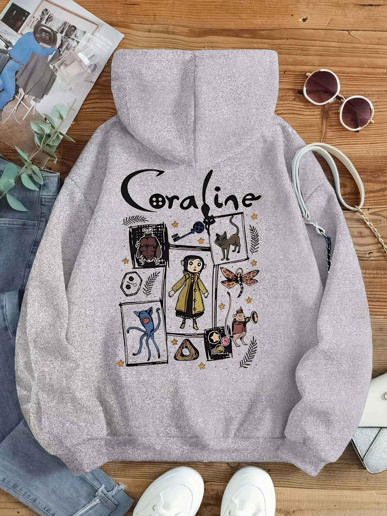 Cozy & Stylish Plus Size Women's Hoodie with Unique Horror Print Casual Pullover Machine Washable