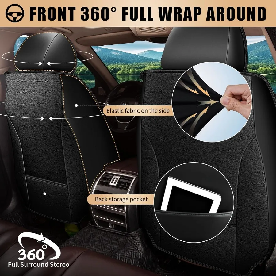 2 أغطية مقاعد السيارة الجلدية العالمية الأمامية لسيارة تويوتا كامري 20122025 تصميم ممتاز أسود رمادي حماية متينة وأنيقة