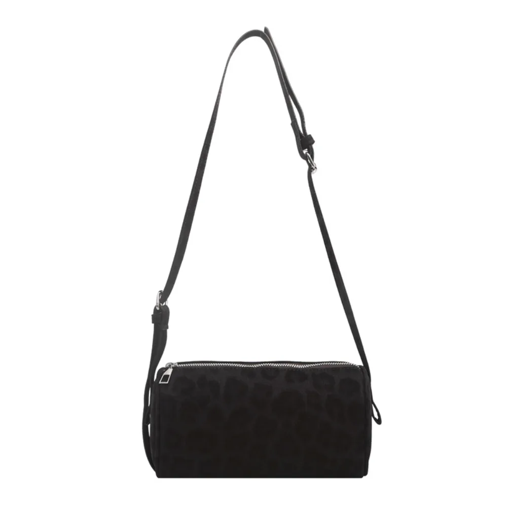 Fashion Suede Leopard Underarm Bag Leopard Print Cylinder shape Square Shoulder Bag Crossbody Bag Daily