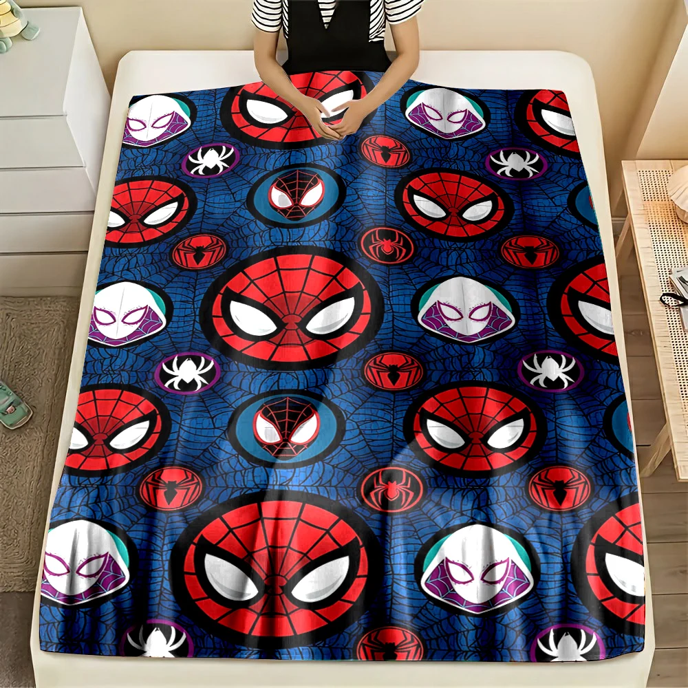 Marvel-Avengers Spider-Man Flannel Blanket Figures Home Sofa Lunch Break Blanket Children Student Christmas Kids Gift