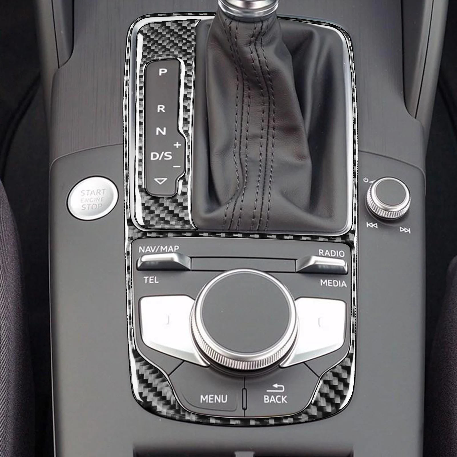For Audi A3 S3 RS3 8V 2013-2019 Carbon Fiber Gear Shift Panel Frame Decoration Strips Car Interior Accessories Sticker LHD RHD