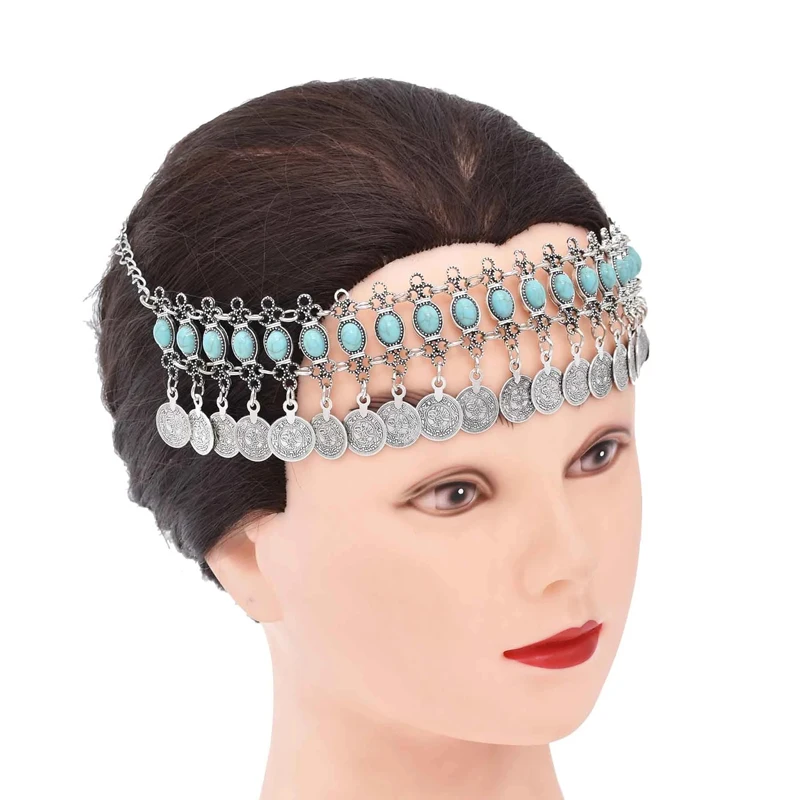 Vintage Women Headband Gypsy Coin Tassel Charms Beads Bohemian Ethnic Hair Jewelry Statement African Headband Feminina