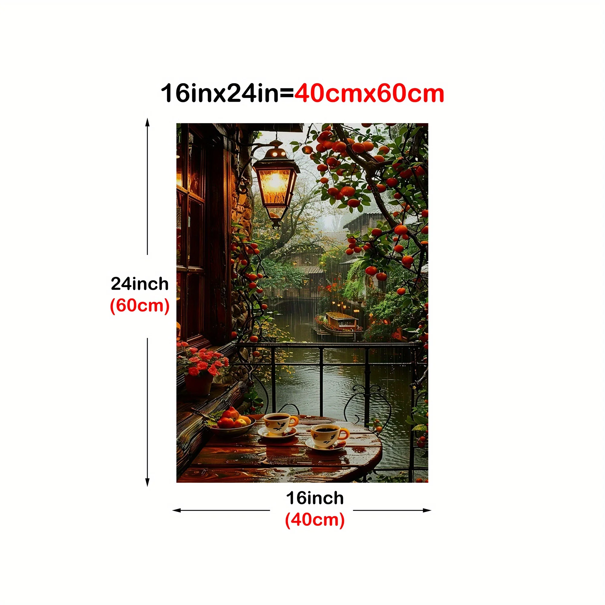1pc Vibrant Colors Scenic Canal View Canvas Poster - Frameless Oil Painting Reproduction, Elegant Home Wall Art with Dinner &