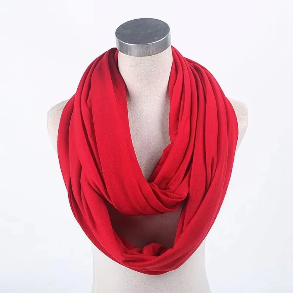 Fashion Solid Color Infinity Scarf Lightweight Cotton Blend Circle Scarf Soft Loop Scarf for Women