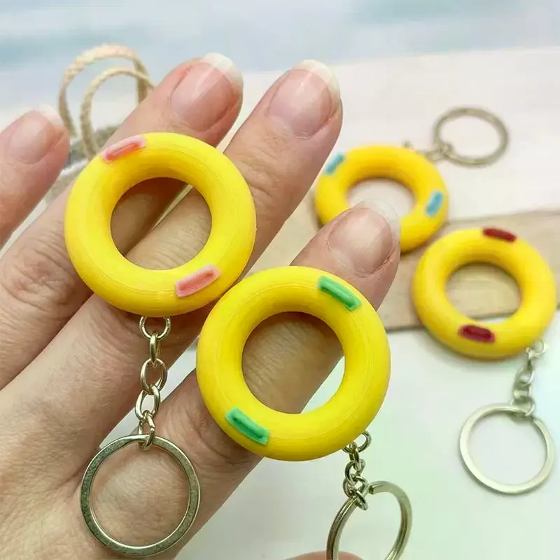 Durable Cute Cartoon Swimming Ring Pendant Keychain Fashion Bag Charm for Backpack Handbag Car Key Party Favor for Students
