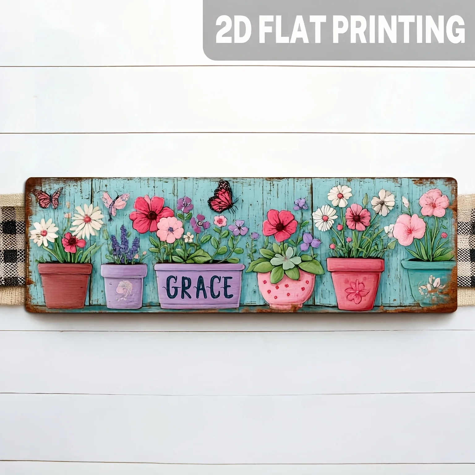 2D Flat, 1pc Pack, Retro Elegant Quality Sign, Floral Garden Theme, Home Decor Wall, Bedroom, Living Room, Kitchen, Entrance,