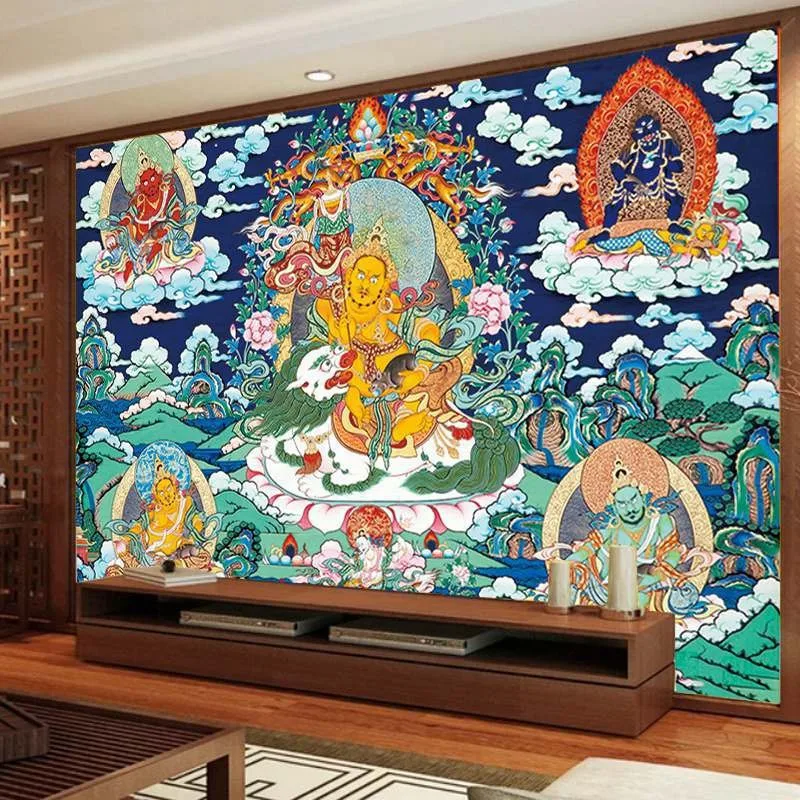 Wallpaper porch background wall sticker Xizang Buddha statue Bodhisattva Buddha living room wallpaper mural