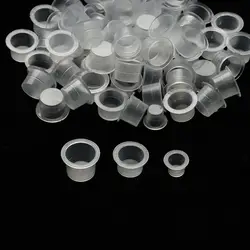 100PCS Disposable Plastic Cups Tattoo Ink Caps Tattoo Pigment Cups Pigment Container Holder Stand Makeup Tattoo Accessories