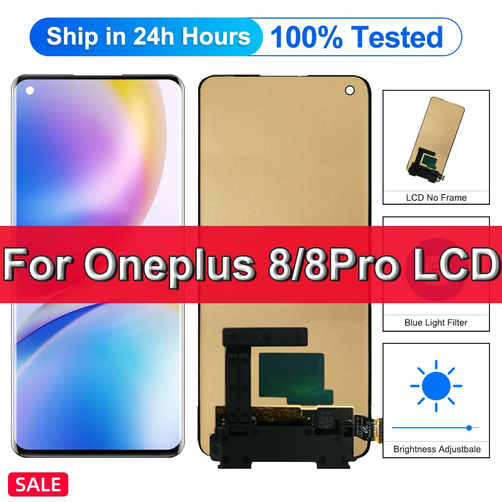 Super Amoled For OnePlus 8 LCD Display Touch Screen Digitizer Assembly with Frame For Oneplus 8 Pro Display 1+8 1+8 pro display