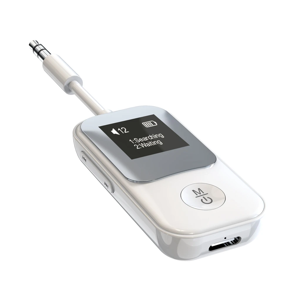 Bluetooth V5.2 Wireless Audio Adapter with LED Display & DSP, Transmitter/Receiver, Dual Device, Ultra-Long Battery Life BR19T